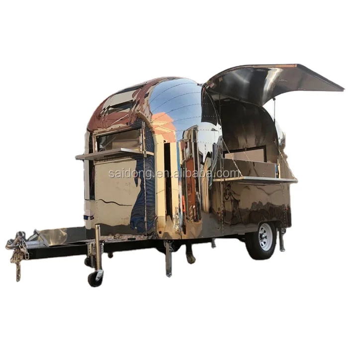 Saidong direct factory Airstream shining Food Trailer airstream mirror coffee trailer pizza trailer for hot sale