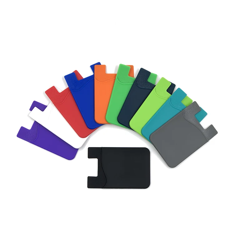Custom Logo Printed Mobile Credit Card Holder ID Card Holders Silicone Cell Phone Wallet For Promotional