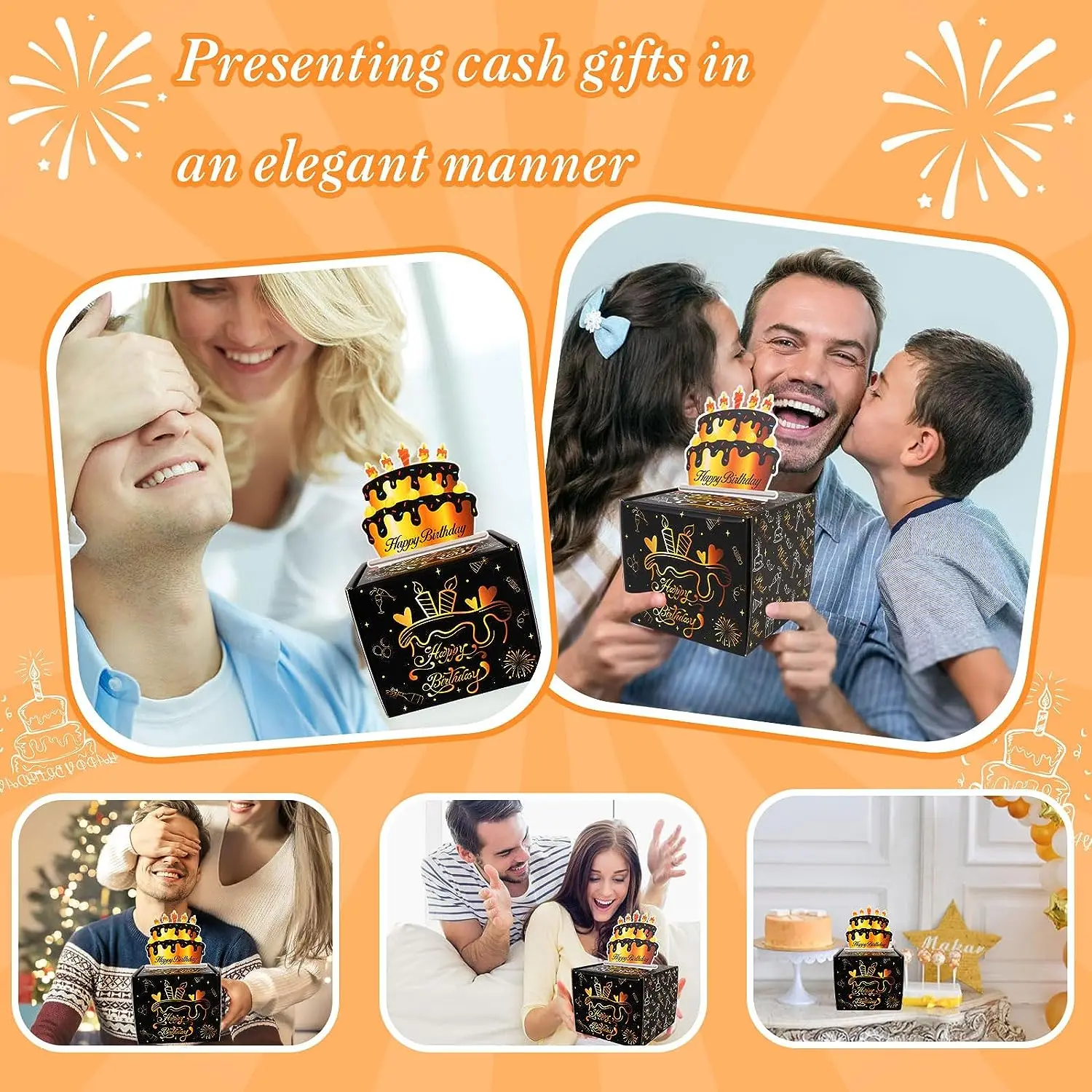 Birthday Money Box for cash gift pull cash gift box band pull out Happy Birthday Card DIY set-a fun and loving way to offer cas