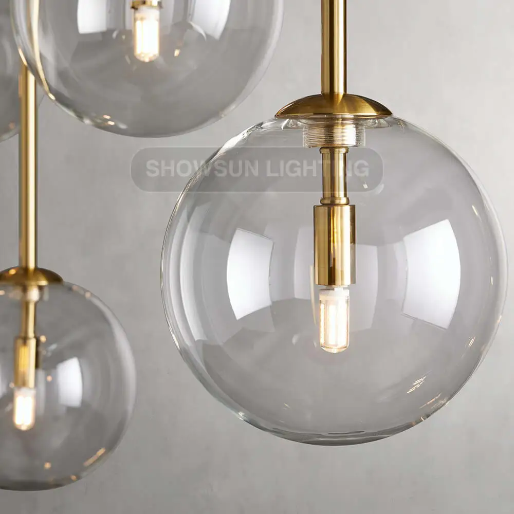 Nordic molecular chandelier golden glass magic beans simple restaurant chandelier