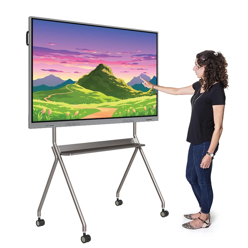 75 & 85 Inches 65 Inches Panel Size LCD Display Android Touch Screen Smart Board Interactive Whiteboard with Mobile Stand