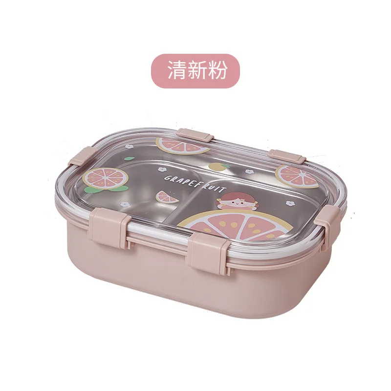 Cute kids baby New fruit insulated lunch box portable sealed 2 grids division lunch box for student with lid