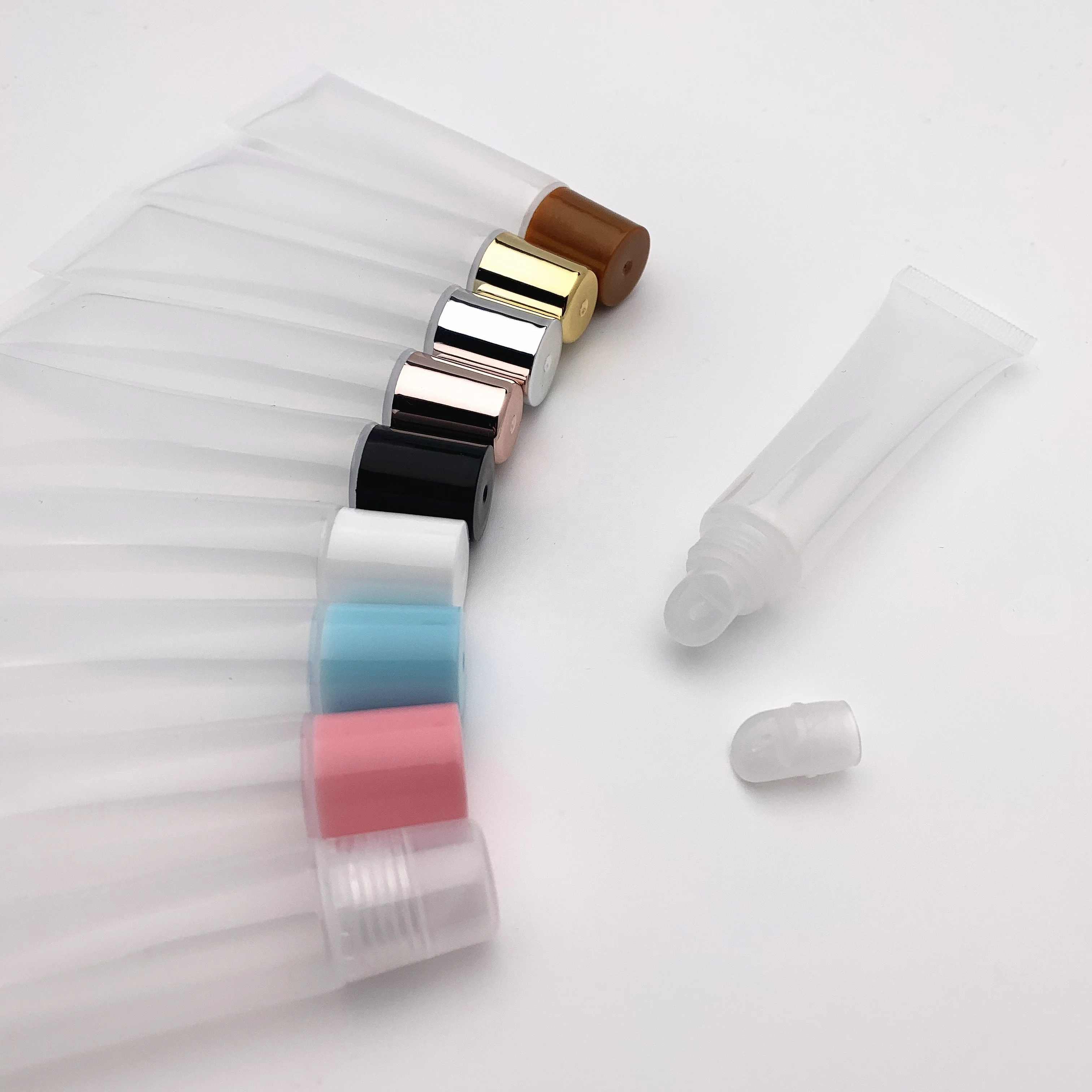 clear Lip Gloss tubes Squeeze Tubes Lipstick Container Cosmetic Packaging 10ml 15ml Lipgloss Tube