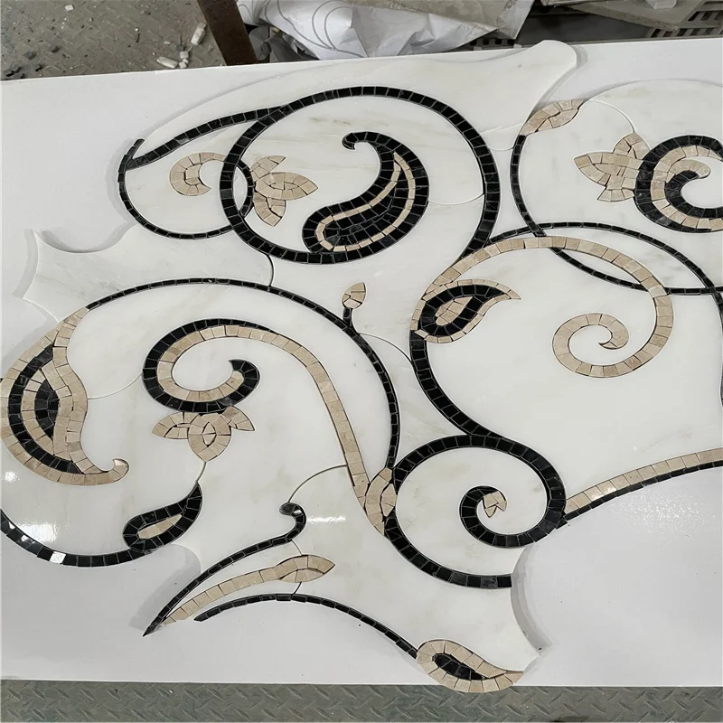 Art Marble Mixed Color Mosaic Flowers Patterns Marble Tiles