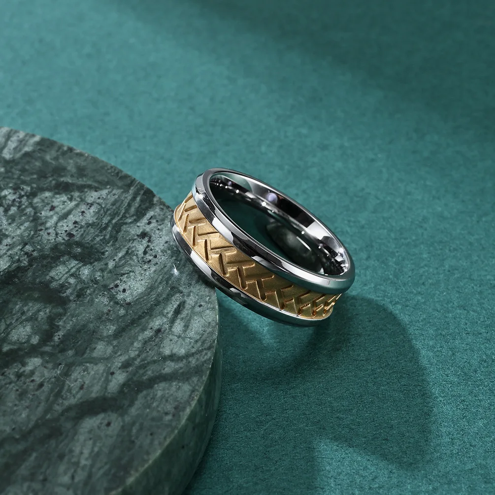 Alin 6mm Mens Jewelry Accessories Jewelry Man Ring Gold And Black Plated For Boys