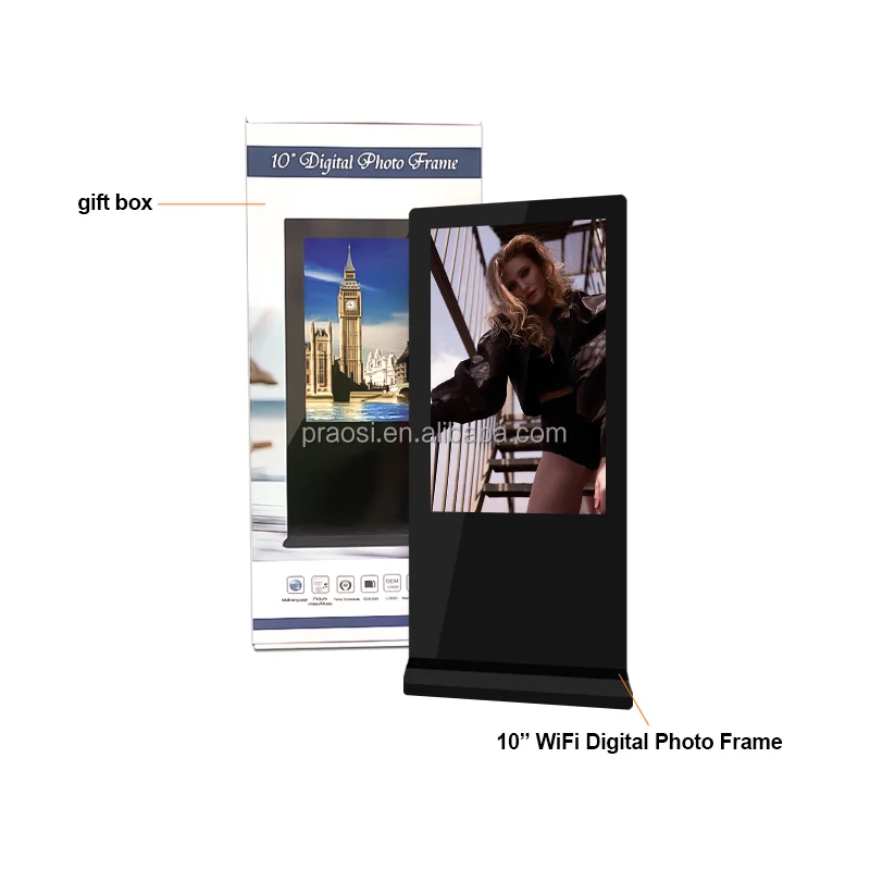 Desktop Android WiFi Smart Digital Signage Display 10 Inch IPS LCD Advertising Player With Mobile App Remote Upload