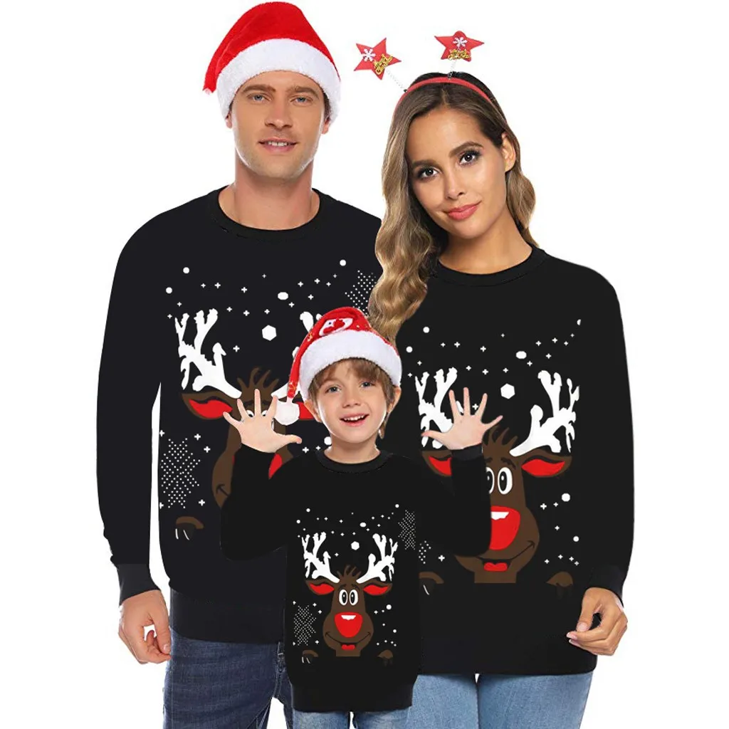 
2020 Christmas Family Homewear Santa Claus Matching Parent-child Outfit Shirts Adult Kids Longsleeve T Shirt 