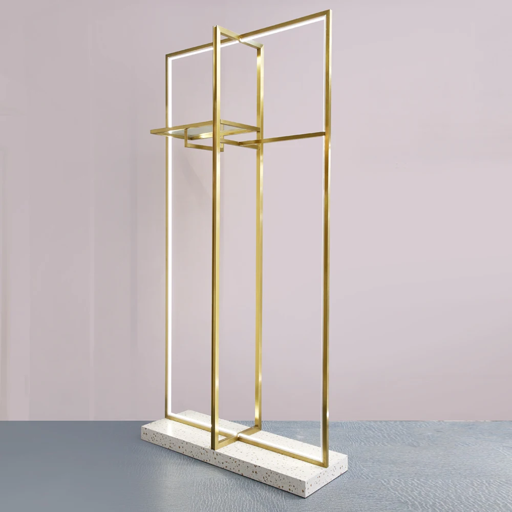 Luxury Store Shopping Fitting Wall Clothing Display Racks Clothes Stand Shelves For Retail Store Furniture