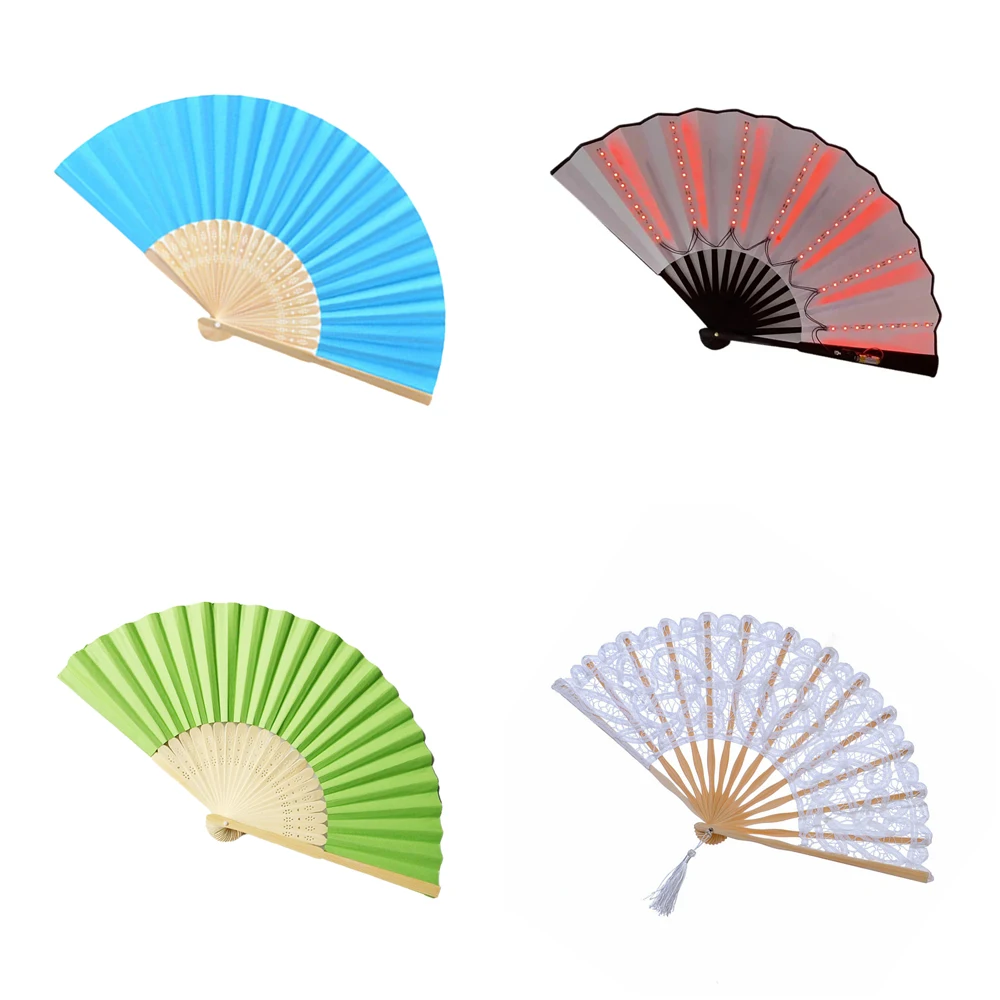 Custom Printed Large Hand Held Foldable,Clack Bamboo Fan for Women Rave Festivals Parties Accessories/