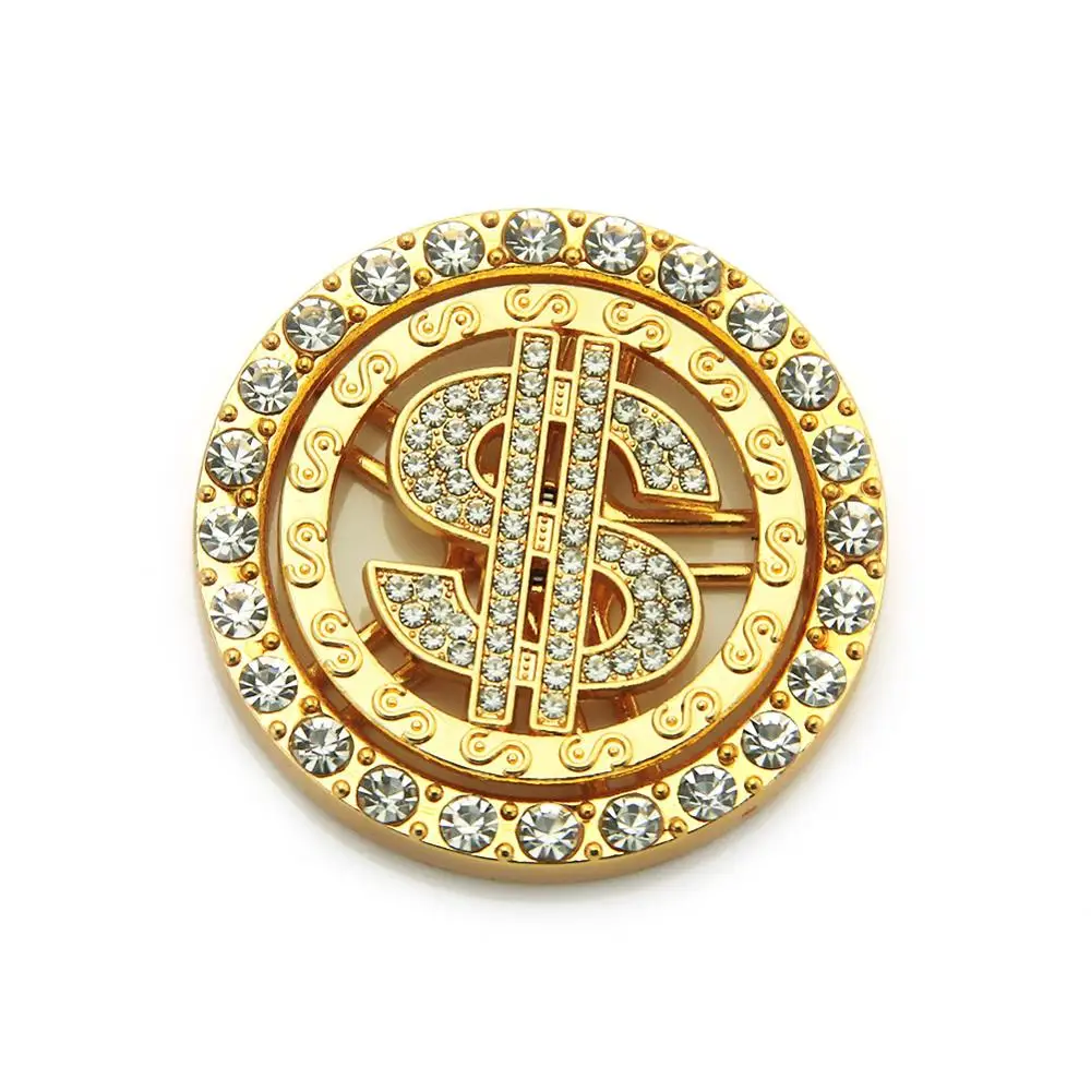 Fashion phone jewelry Hip-hop Iced Out gold Dollar Sign spinning pendant for men