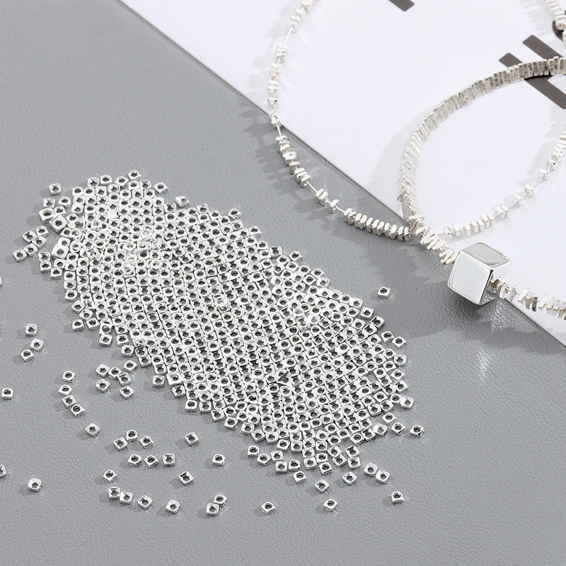 Wholesale 925 Sterling Silver spacers Accessories DIY Square triangle shaped Silver scrap For Jewelry Making Supplies