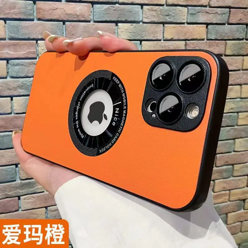 new magnetic leakage standard wholesale lychee leather  lens film full cover phone case fit for iphone  11 12 13 14 15promax