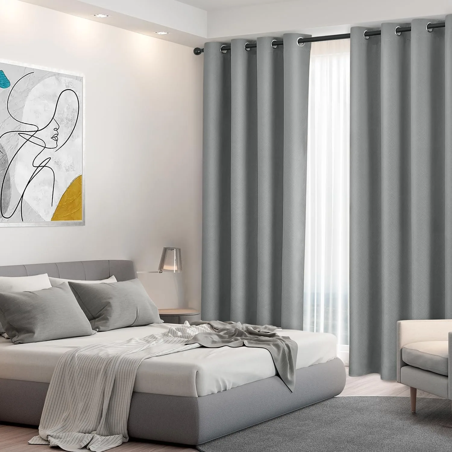 Customizable Full Blackout Window Darkening Curtains for Bedroom Light Blocking Drapes with Black Lining for Living Room