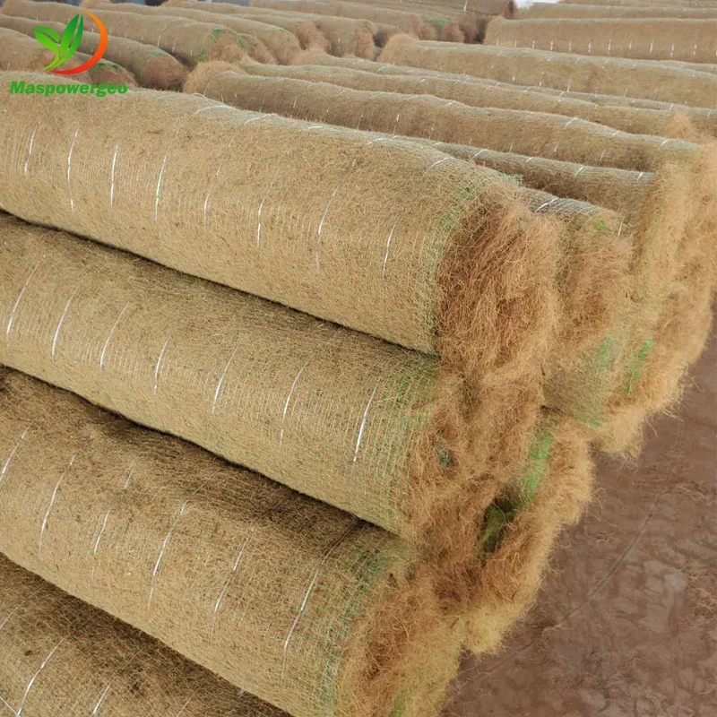 300g 350g 200g Pre-seeded erosion control coir matting for steep slope protection ,river bank erosion control
