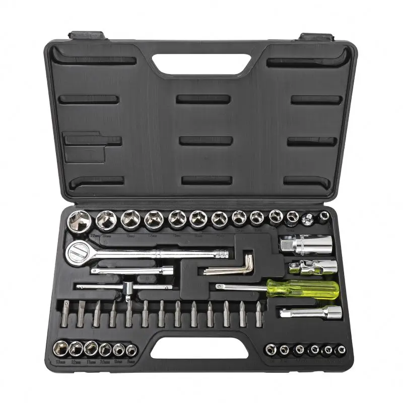 52pc Metric Socket and Screwdriver Bit Set with Ratchet Wrench