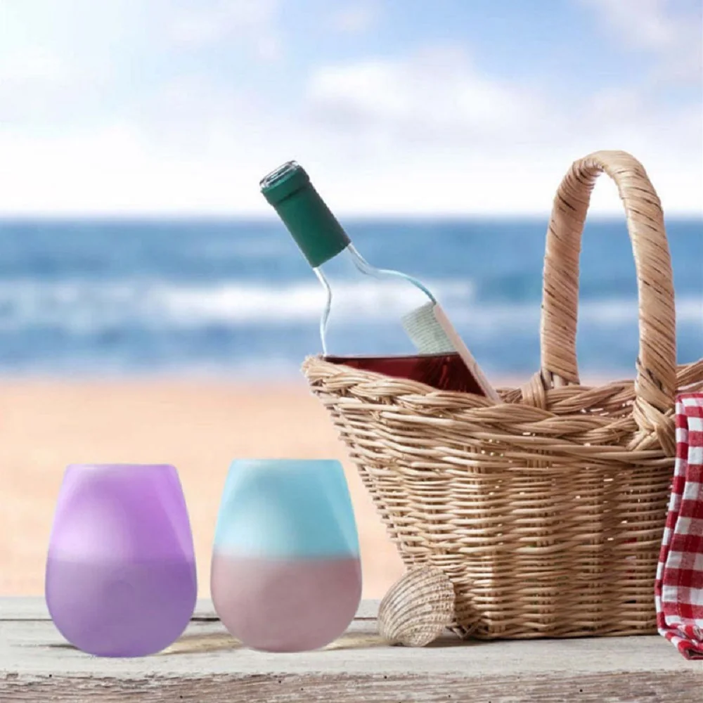 Stemless Silicone Glass Wine Tumbler Wine Cup for Home,Office,Birthday,Wine,Coffee,Drinks,Champagne,Cocktails