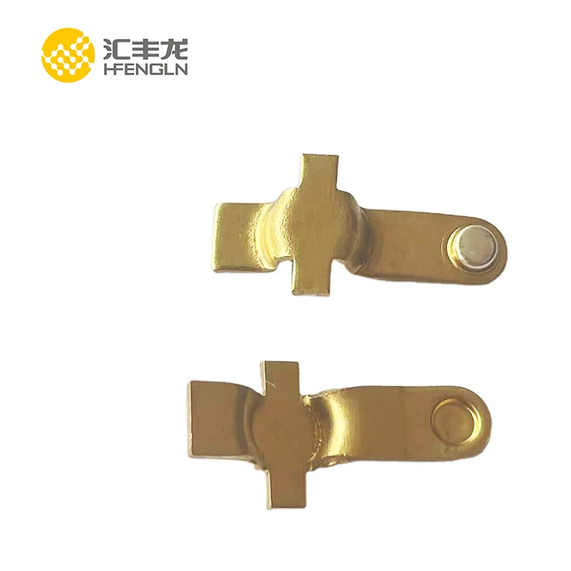 Customize brass copper terminal with silver contact rivets metal stamping parts