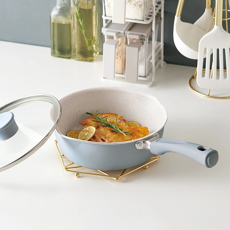 Deep Pan Non Stick  Coating Fry Pan Wok Pan Soft Touch Handle Induction Bottom