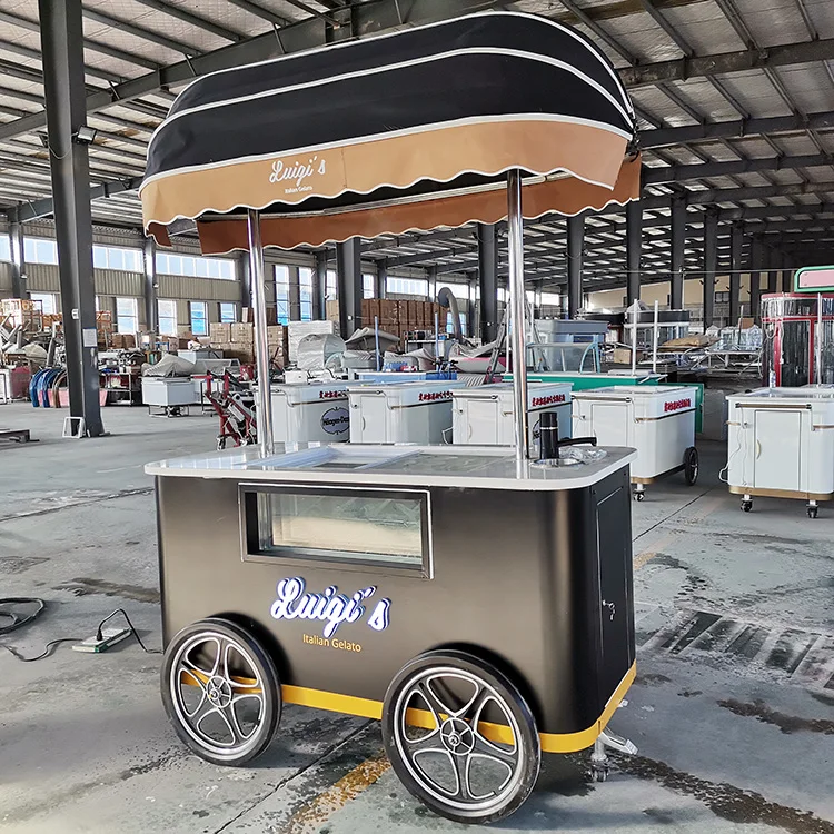 Push ice cream cart gelato selling gelato push ice cream cart hot dog snack food cart