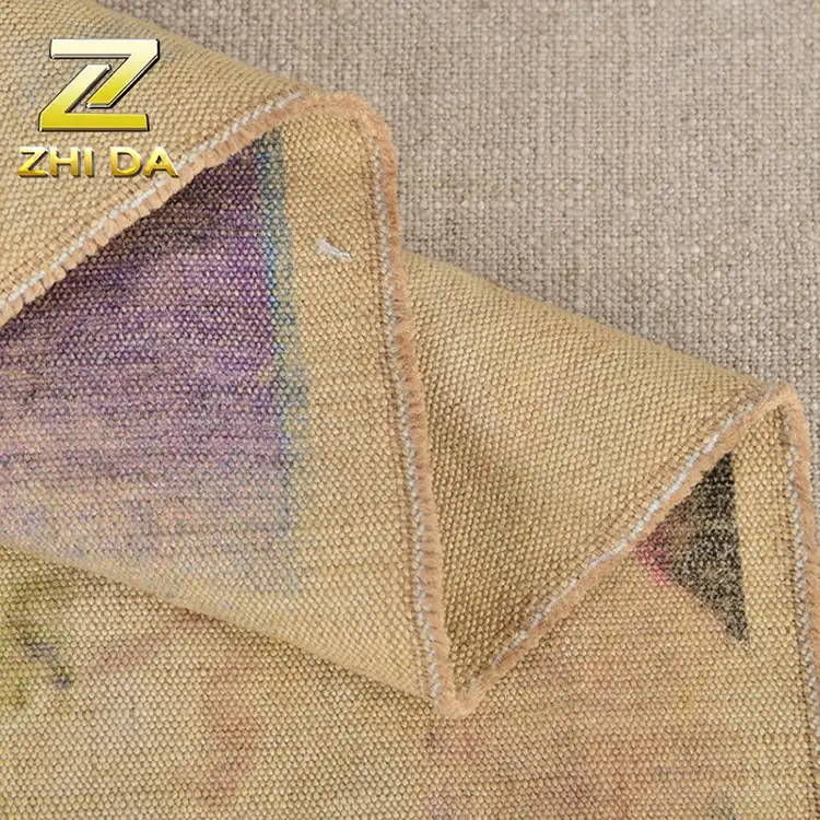 55% cotton 45% jute tie dyed cheap curtain wholesale quality jute printing fabric