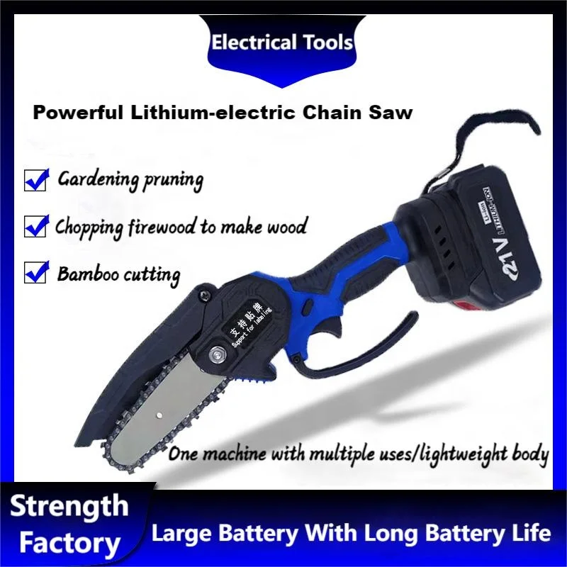 Hot Selling Big Power Portable Electric Chain Saw Lithium Battery Cordless Power Tool Chainsaw