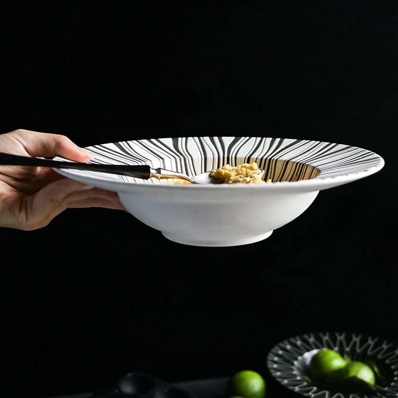  Западная фарфоровая керамическая кухонная утварь тарелка для макаронных изделий обеденная посуда