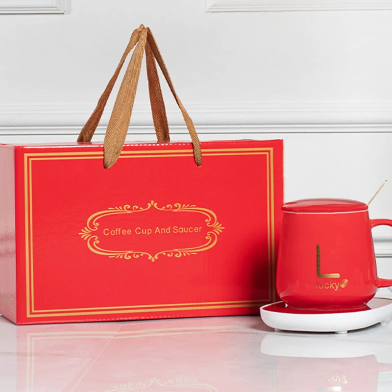 Custom Smart Electric USB Office Home Heater Cup Mug Gift Set Thermotatic Ceramic Coffee Mugs with Heater Coaster