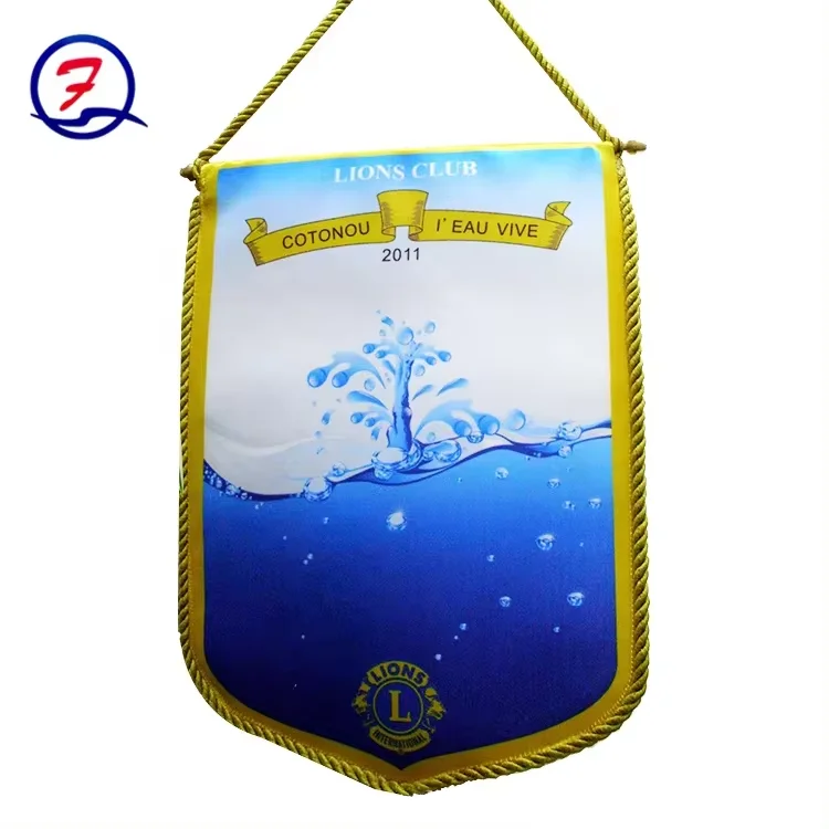 Wholesale Decoration Mini Flag Banner Fringy Window Hanging Satin Material Exchange Pennant Flags Double Sided Banner Wall