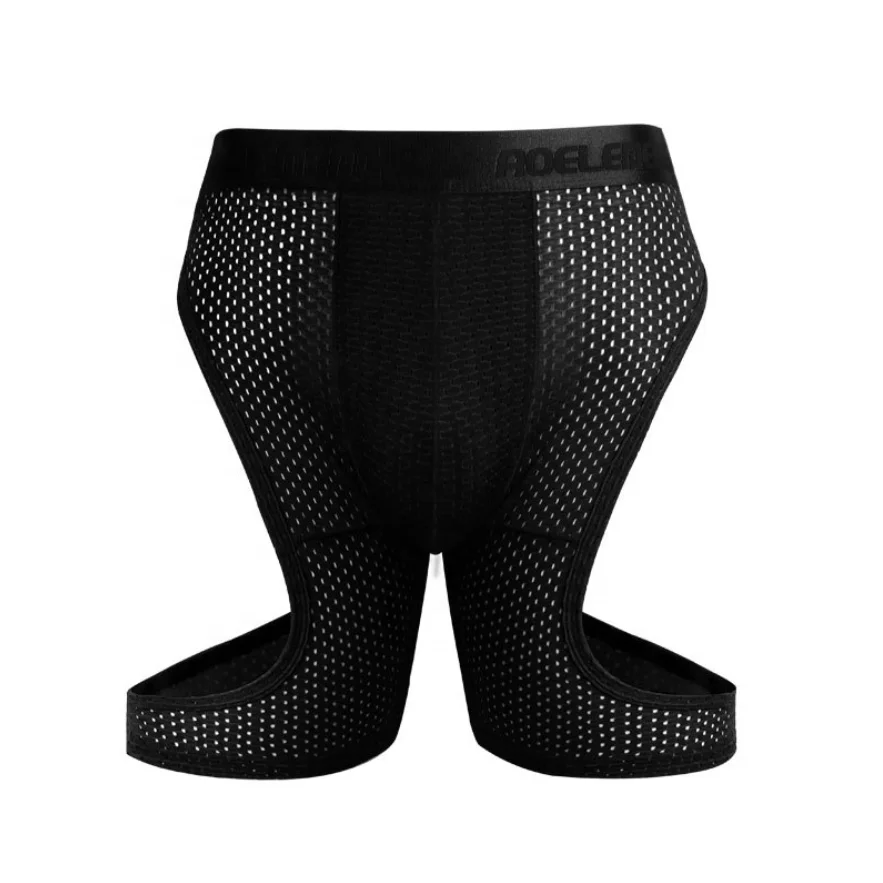Sports Running Tight Breathable Boxer Anti-Wear Leg Men Underwear Ice Silk Cut-Out Plus Size Lengthened Boxers
