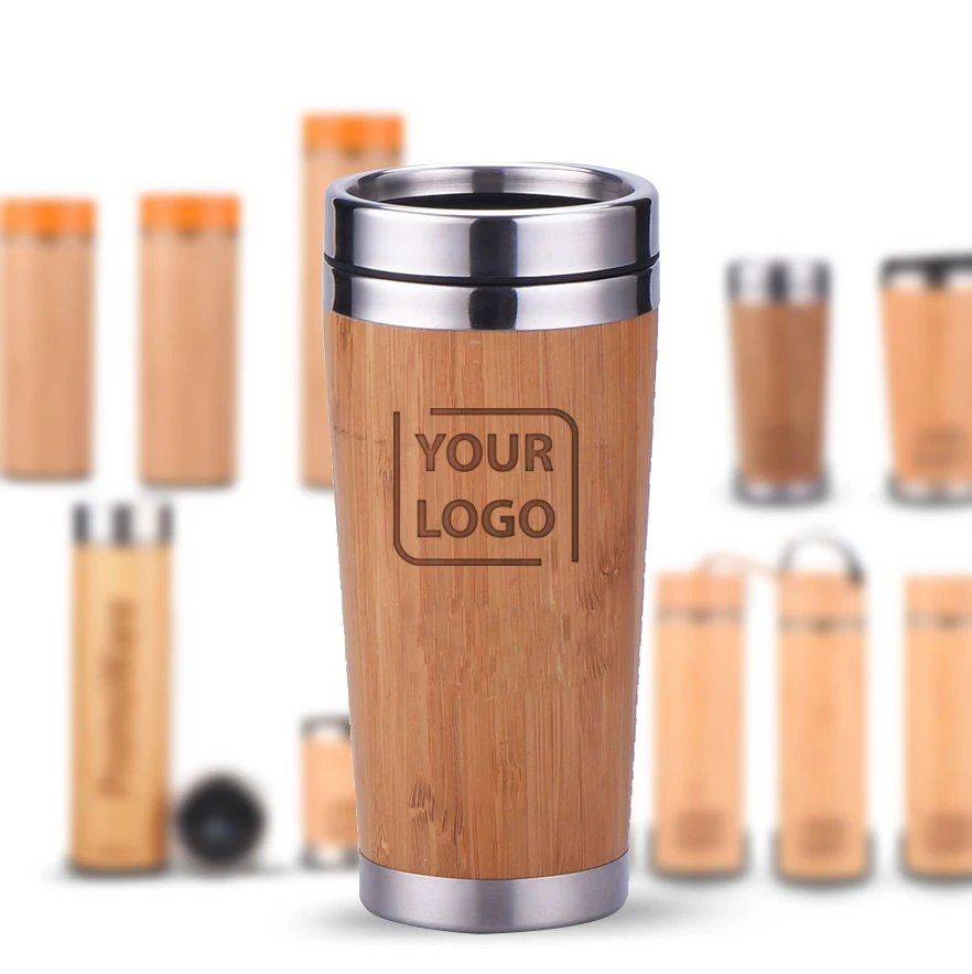 Graphic Customization Biodegradable Coffee Cup With Lid Recycling Bamboo 16 Oz Customised Eco Friendly Coffee Cup