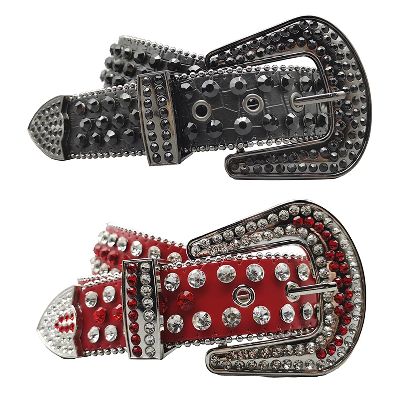 Customized Shiny Crystal Rhinestone inlaid Women Belt Diamond Studded rhinestone BB Western Belt