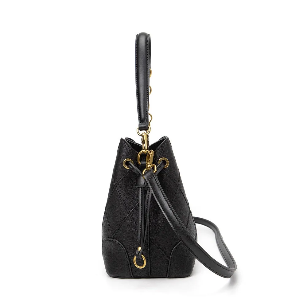 T Logo Customize Shopping Black Large Capacity Cowhide Fur Designer Luxury Brands Shoulder Bucket Bags