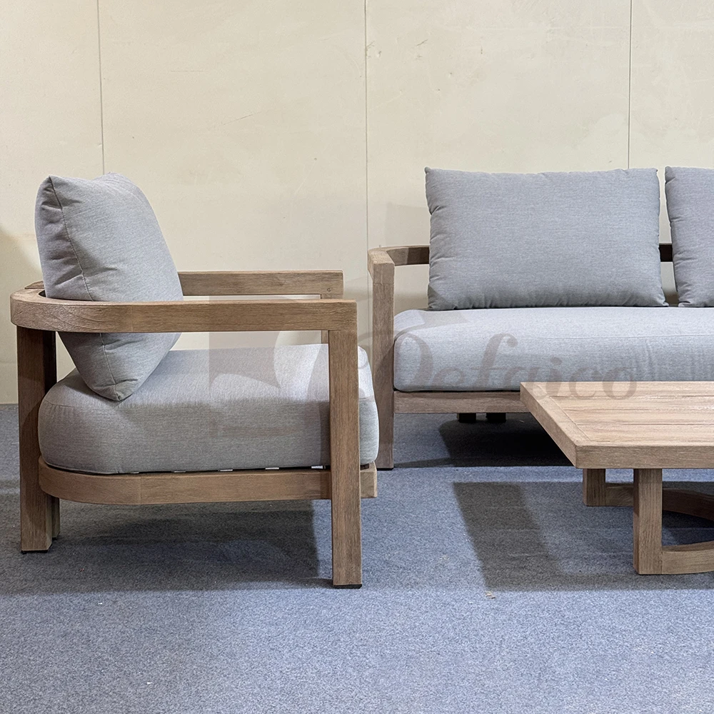Defaico 2024 Solid Wooden Outdoor Furniture Sofa Set Value City Furniture teak leisure chair