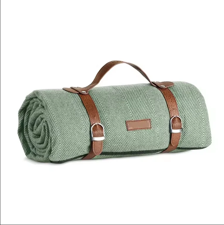 Custom Washable Oxford 3 Layers Outdoor linen and cotton canvas picnic blanket waterproof foldable picnic blanket with logo