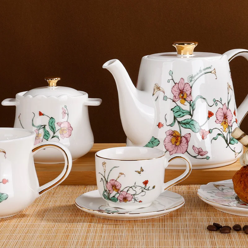 Ceramic Manufacturer Elegant luxury Stoneware Low-bone China Water Tea Coffee Porcelain Teapot For Restaurant