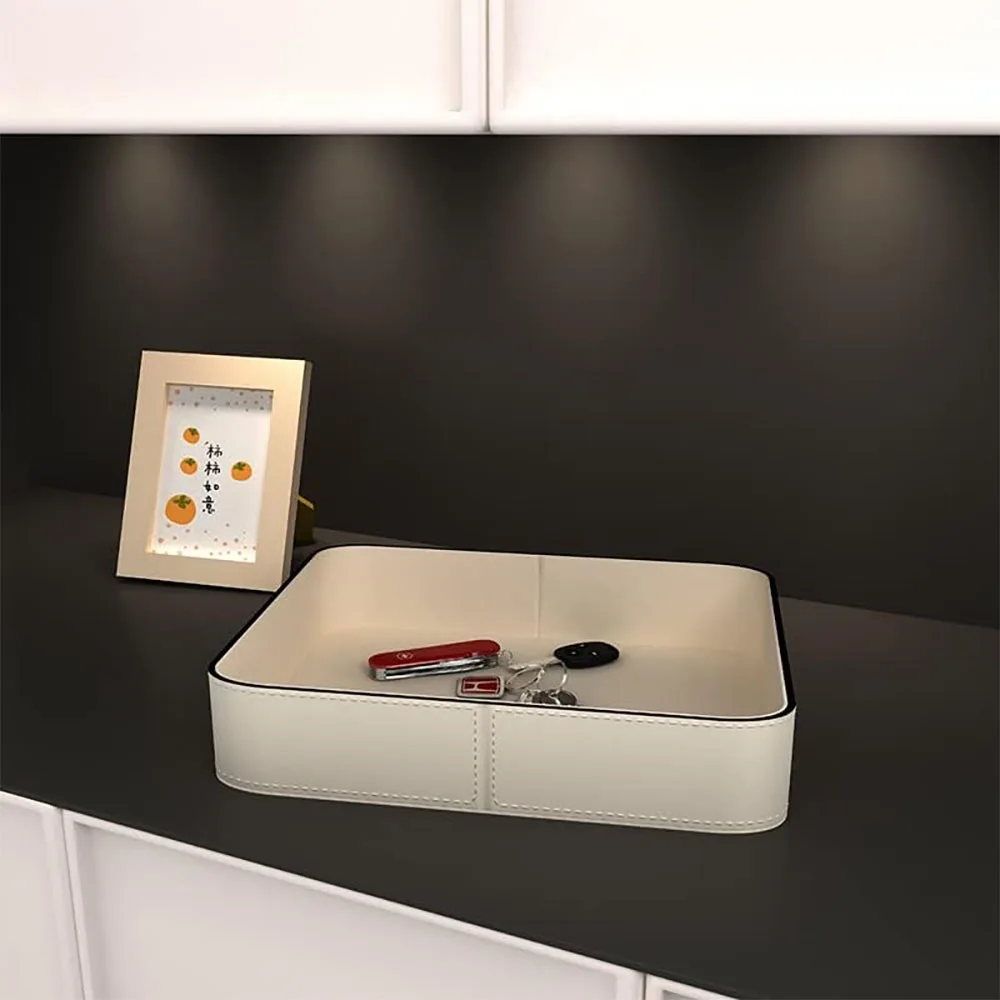 Pu Leather Bedside Storage Tray For Key Mobile Phone Coin Wallet Watch Debris Collection