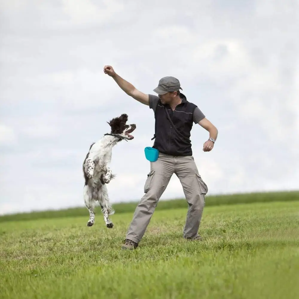 
Dog Walking Treat Pouch Pet Training Food Dispenser with Waist Clip Silicone Treat Pouch 