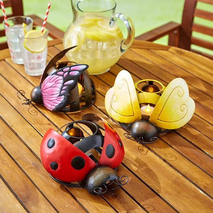 New Style Critter Candleholders Metal Bee Butterfly Ladybug Candle Holder For Use Only with LED tea
