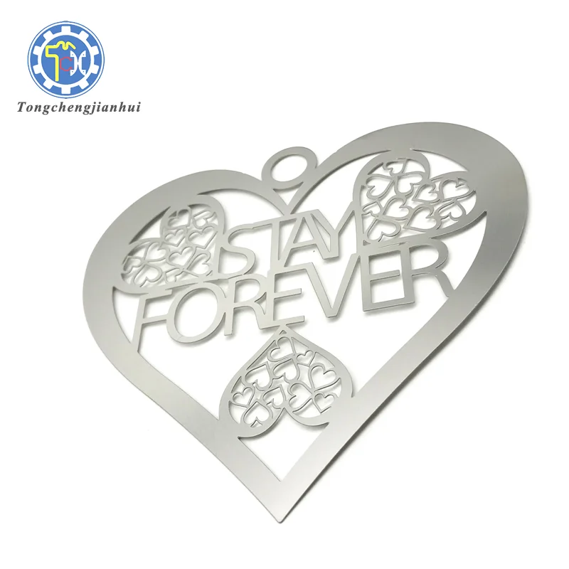 Laser Cutting Silver Plated Metal Stainless Steel Blank Heart Shape Pendants Charms