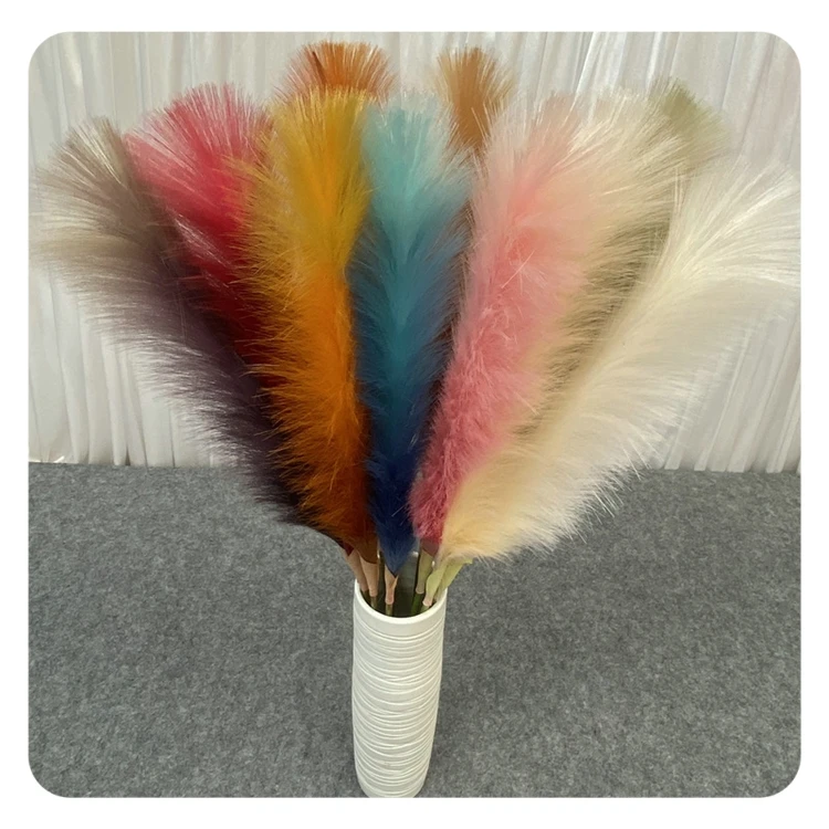Faux Pampas Grass Decoration Small Dyeing Gradient Ramp Flower Pampas Grass Artificial Reed Grass Flower for Wedding Hotel Decor