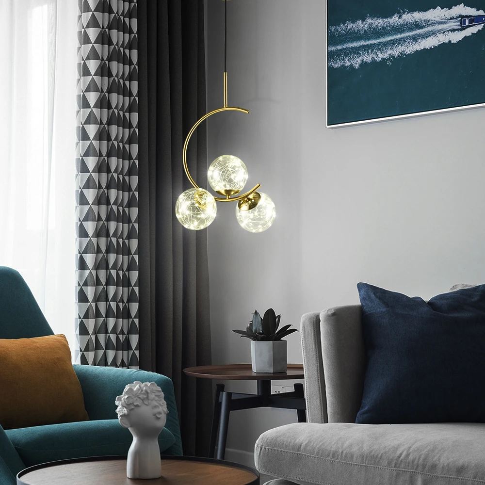 Nordic LED подвесные светильники полукруглая Гипсофила подвесное освещение гостиная спальня прикроватная лампа декоративные