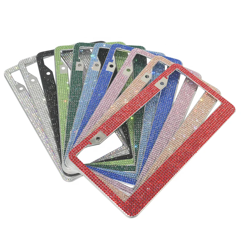 JDMotorsport88 2pcs Car Custom Bling License Plate Frames Covers Holder Protector for USA Car