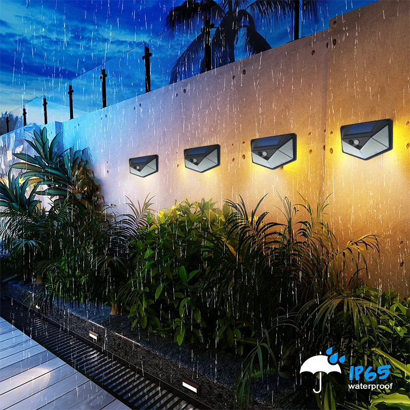 Outdoor garden lights waterproof solar powered PIR light control motion sensor wall LED garden  lights