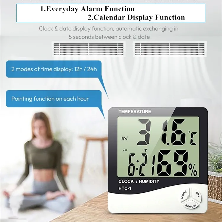 Hot Selling Large LCD Display Digital Household Thermometer for Indoor