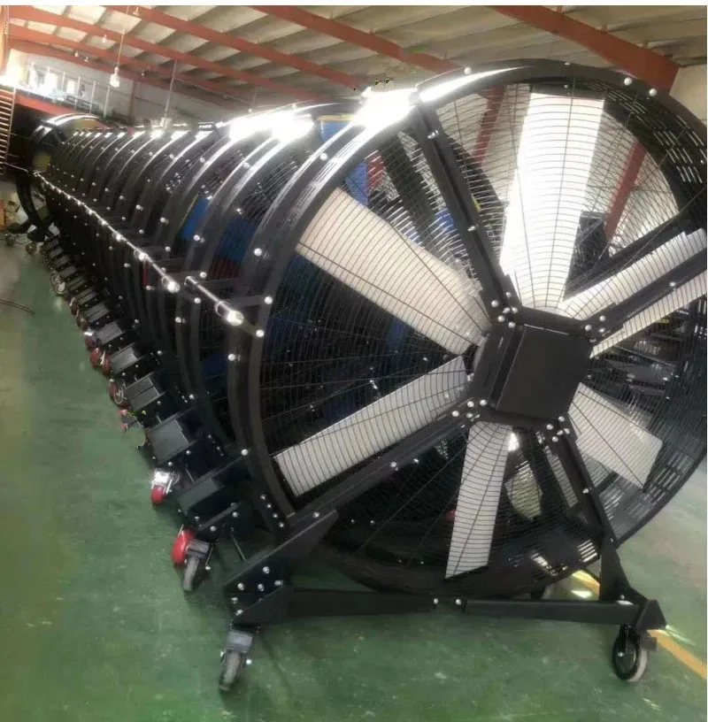 Gyms fitness center factory big air BLDC Motor VFD controlled floor standing mobile HVLS fans