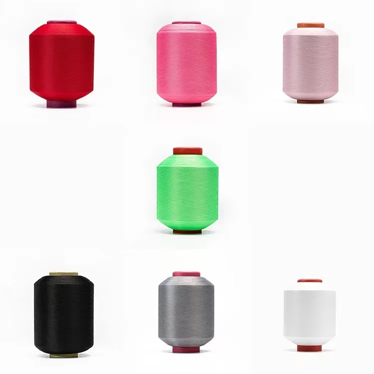 100% Polyester High Tenacity Yarn Manufacturer Colorful Polyester Dope dyed Yarn DTY 150D/48F HIM