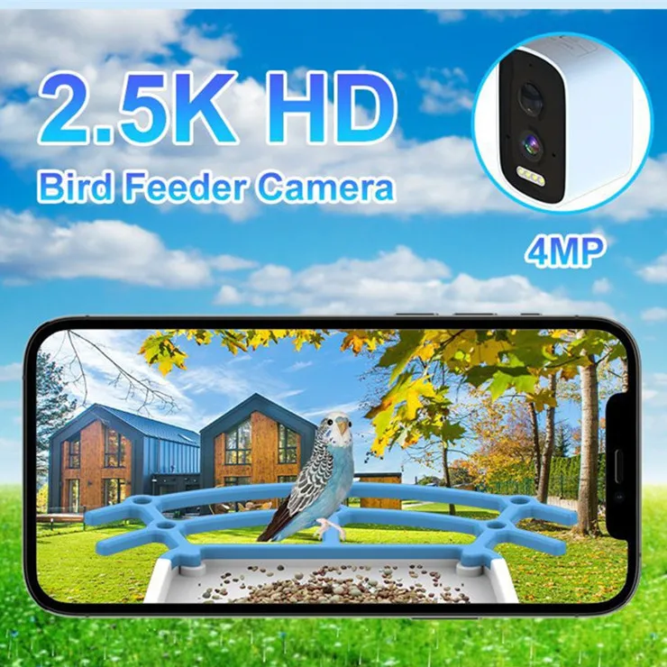 New Arrival Outdoor Solar Charging App Intelligent Bird Feeder 4MP 2.5K HD Camera AI Recognition Bird Species Feeder