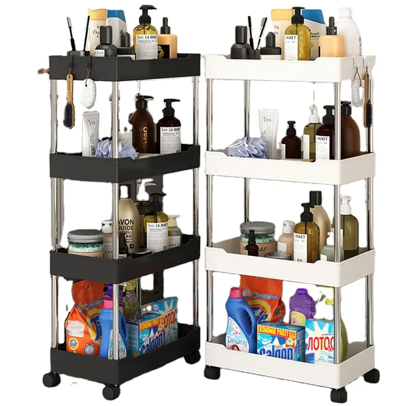 Removable Rack Kitchen Narrow Storage Racks Kitchen Organizer PP Plastic Multilayer Save Space Crack Shelf Bathroom  Holder