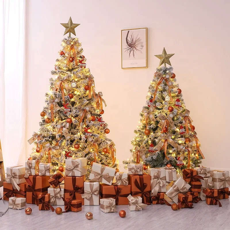 2021 120cm-400cm PVC PE Christmas Tree Artificial Christmas Tree Decoration with Warm White LED Lights for Christmas Decoration