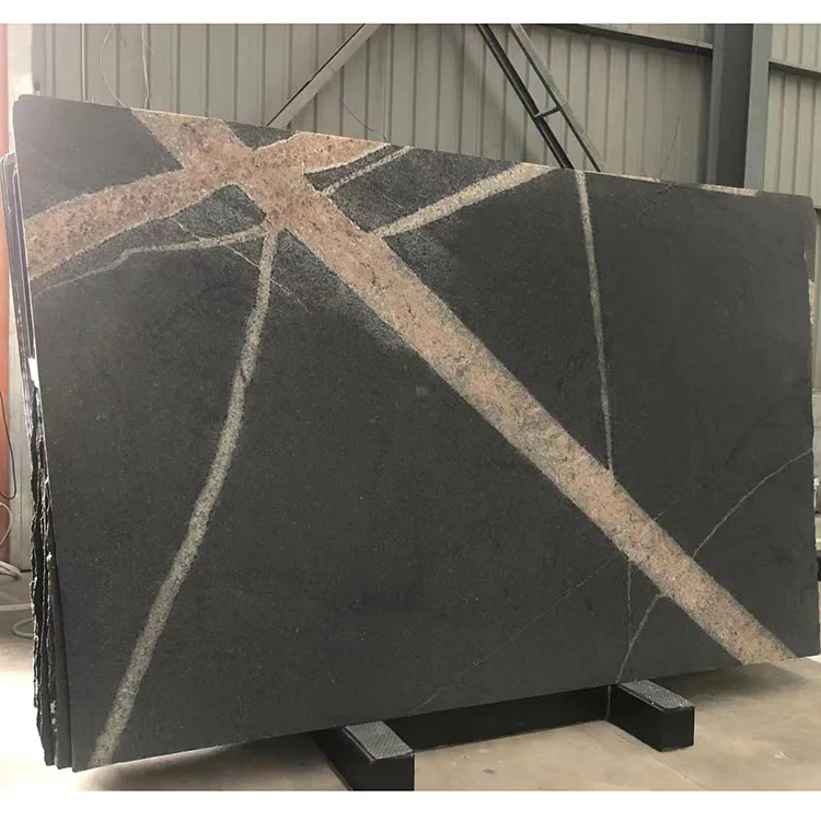 KINGS-WING Thunderbolt Granite Slab Natural Stone Raw Block Price Black Wall Marble Granite Slab For Interior And Exterior Wall